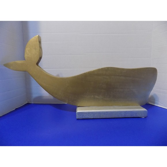NEW Wood Whale Statue Figurine Coastal Nautical Decor Made In India - Picture 4 of 5